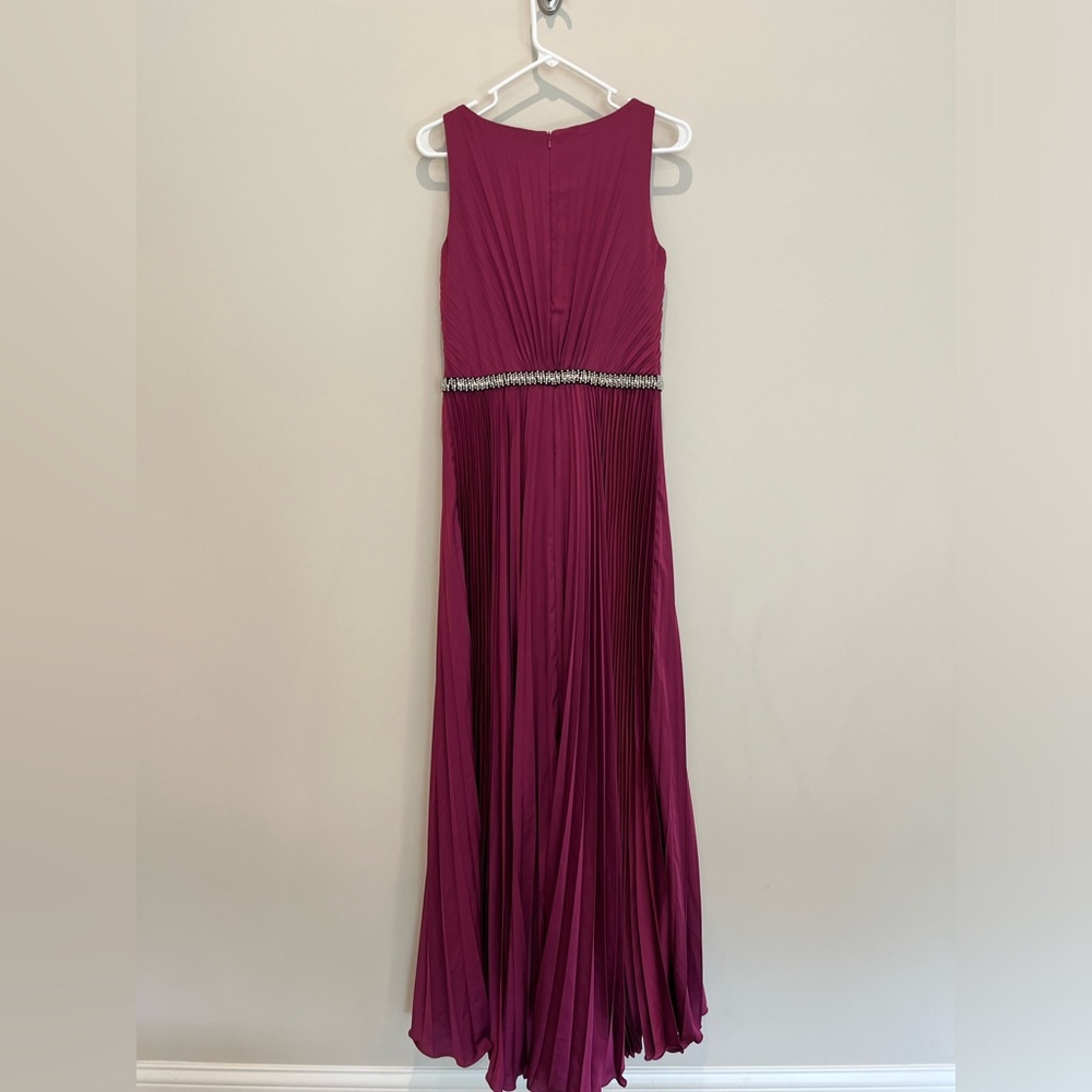 Ieena for Mac Duggal Crystal Pleated Satin A-Line Gown - Picture 7 of 9